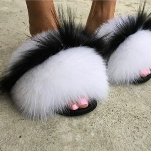 100% Fox Fur Slides